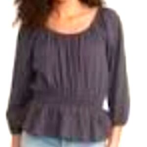 Marine Layer Christiana Cotton  Knit Top Gray India Ink Color Boho Size …